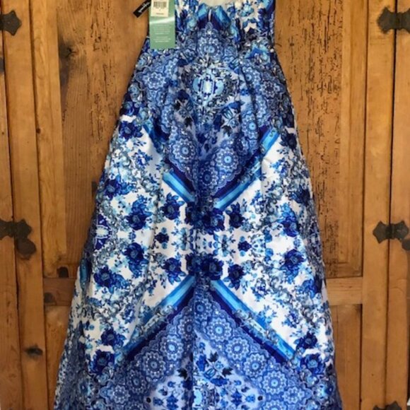 NWT Speechless Prom Formal Chinoiserie Blue White Floral Dress Sz 7 Homecoming - Picture 11 of 16